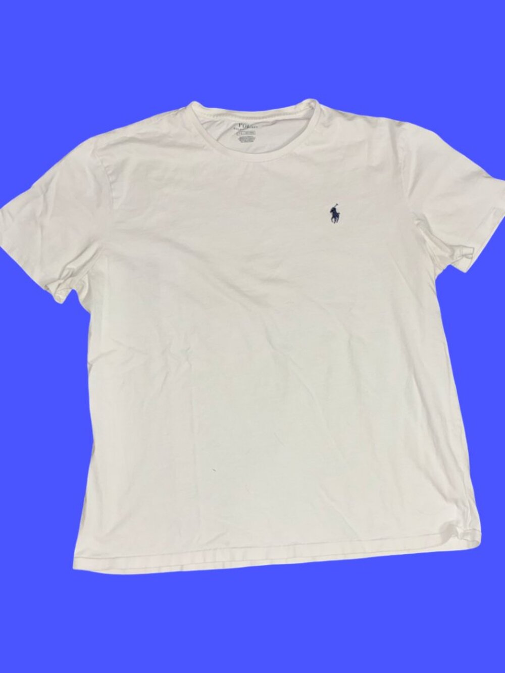 Sz.L*Polo Ralph Lauren*White Short Sleeved T-shirt--Navy Embroidered Logo